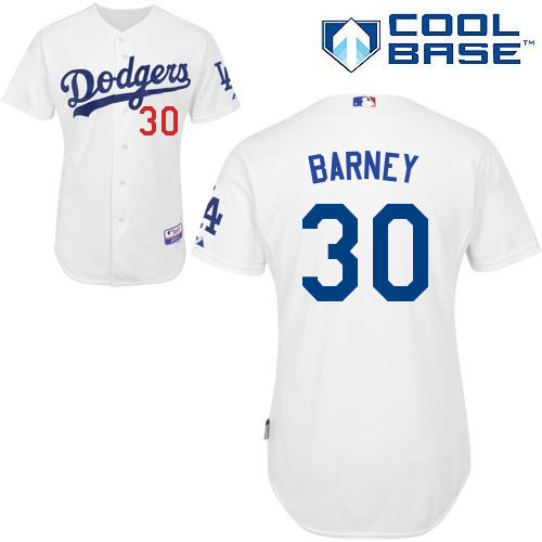 Darwin Barney #30 MLB Jersey-L A Dodgers Men's Authentic Home White Cool Base Baseball Jersey